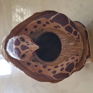 Vintage Turtle Coconut Vase